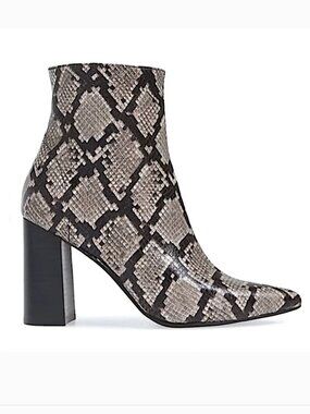 JEFFREY CAMPBELL Raven Leather Python Ankle Side Zip Boots